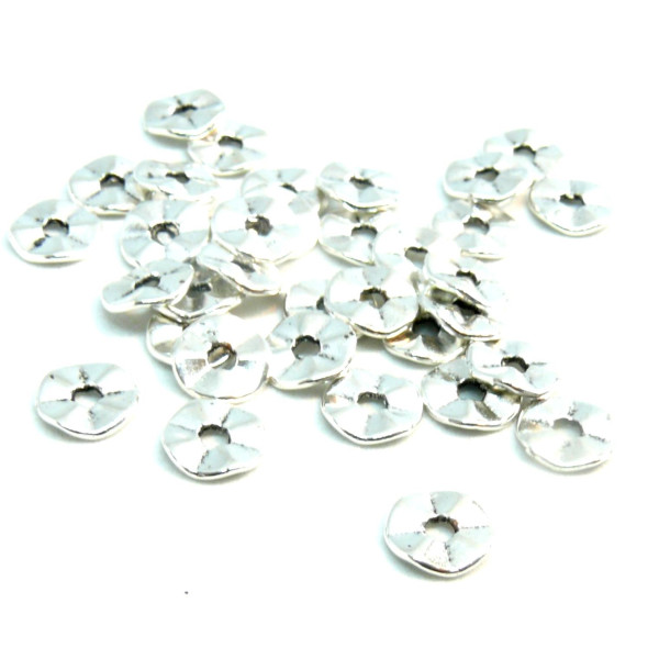 Perles intercalaires plate rondelles 7mm métal couleur Argent Antique