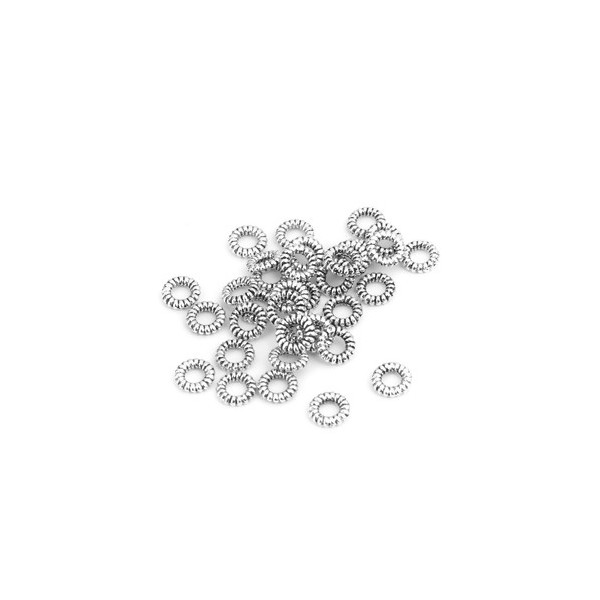 Perles intercalaires Rondelles à stries 4 par 1mm métal couleur Argent Platine