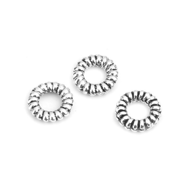 Perles intercalaires Rondelles à stries 4 par 1mm métal couleur Argent Platine