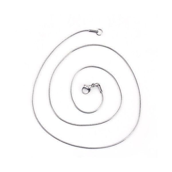 Sautoir - collier 51 cm - maille serpent 1.2 mm - en Acier Inoxydable 304