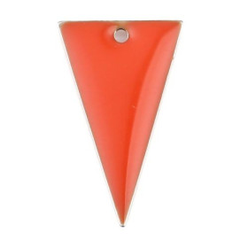 Sequins résine style émaillés Triangle Orange Foncé 22 par 13mm sur une base en métal dore
