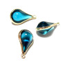 Pendentifs Goutte de Verre Bleu Intense 18mm métal Doré