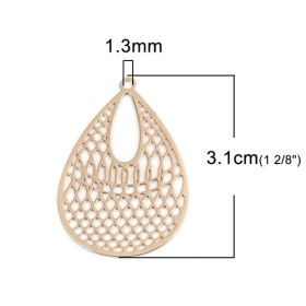 Estampes pendentif filigrane Goutte Travaillée 31mm métal couleur Doré