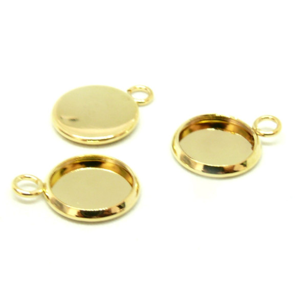 Supports de Pendentif 16 mm Acier Inoxydable 304 finition Doré 18KT