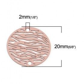 Estampes Pendentif Connecteur filigrane Zèbre 20mm coloris Rose