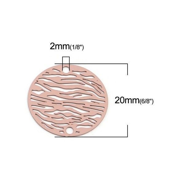 Estampes Pendentif Connecteur filigrane Zèbre 20mm coloris Rose