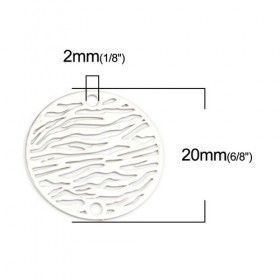 Estampes Pendentif Connecteur filigrane Zèbre 20mm coloris Argent Platine