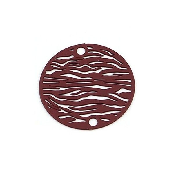 Estampes Pendentif Connecteur filigrane Zèbre 20 mm coloris Rouge Bordeaux