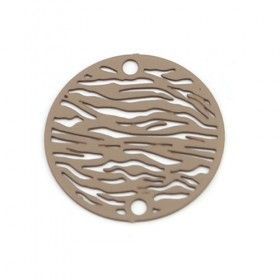 Estampes Pendentif Connecteur filigrane Zèbre 20 mm coloris Taupe Ficelle