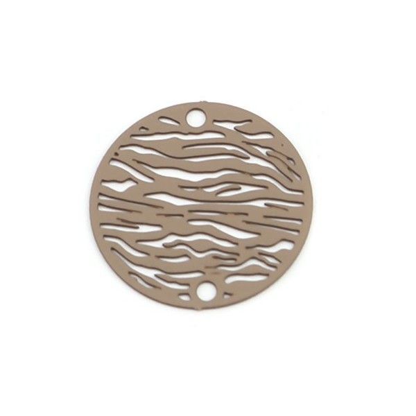 Estampes Pendentif Connecteur filigrane Zèbre 20 mm coloris Taupe Ficelle