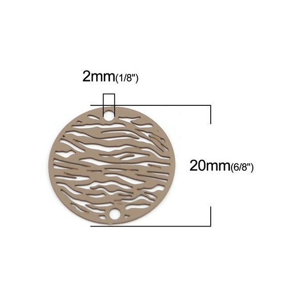 Estampes Pendentif Connecteur filigrane Zèbre 20 mm coloris Taupe Ficelle