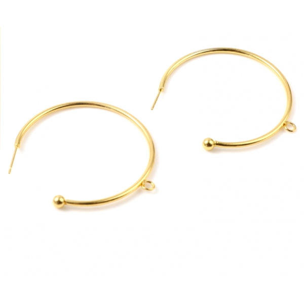Boucles d'oreille Créoles Bille avec anneau 45mm métal finition Doré