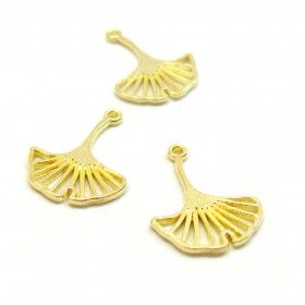 Pendentifs Feuille Ginkgo biloba sur tige 19mm métal finition Doré