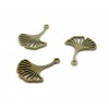 Pendentifs Feuille Ginkgo biloba sur tige 19mm métal finition Bronze