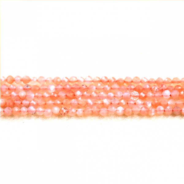 Perles facettées de Pierre du soleil 2mm couleur pêche
