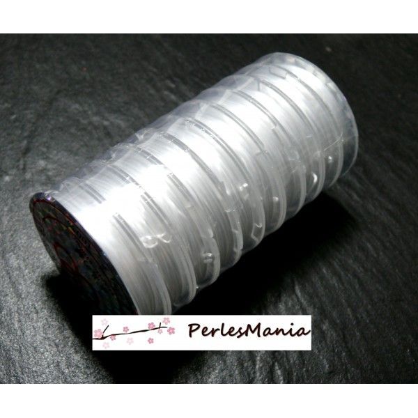Rouleau bobine de fil de fibres élastique 0,4mm (très fin) cristal
