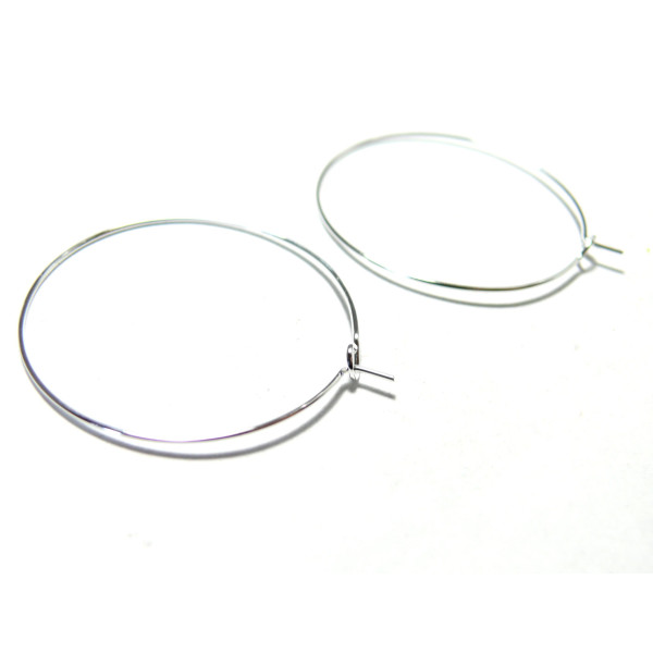 Créoles tiges, créoles à décorer 35 mm métal finition Argent Vif