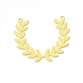 Pendentif, Connecteur Forme Géométrique, Couronne de Feuille 37mm en Acier Inoxydable finition Doré pour bijoux raffinés