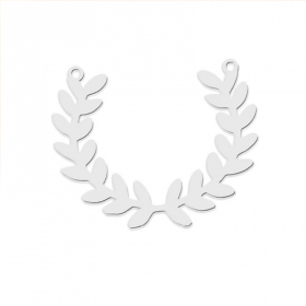 Connecteur, Intercalaire  Couronne de Feuille 37mm en Acier Inoxydable finition Argenté pour bijoux raffinés