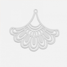 Pendentif, connecteur Éventail 35mm en Acier Inoxydable finition Argenté pour bijoux raffinés