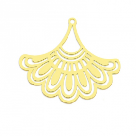Pendentif, connecteur Éventail 35mm en Acier Inoxydable finition Doré pour bijoux raffinés