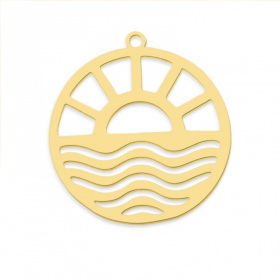 Pendentif, coucher de soleil 25mm en Acier Inoxydable finition Doré pour bijoux raffinés