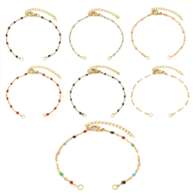 Bracelet - maille avec émaille Multicolore 16mm - en Acier Inoxydable 304 -finition Doré