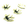 Pendentifs Oiseau, Hirondelle émaillés Noir finition Doré