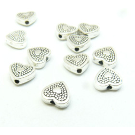 Perles intercalaire CŒUR 9mm métal finition Argent Antique