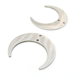 Pendentifs, Connecteurs Corne de buffle, Lune 30mm en Acier Inoxydable finition Argenté pour bijoux raffinés