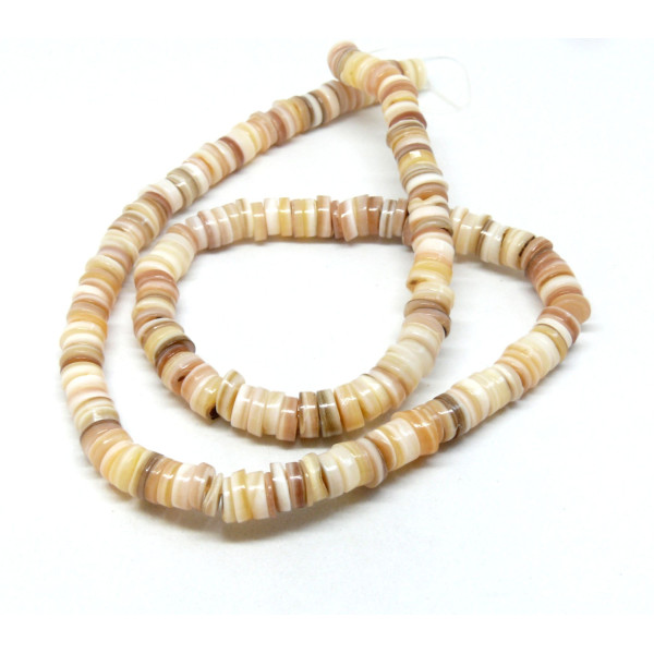 Perles nacre véritable Crème Rondelles  6mm
