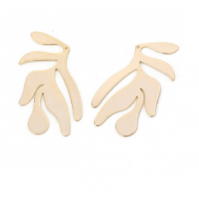 Pendentif - Feuille 39mm - cuivre plaqué OR  18KT