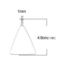 Pendentifs Connecteur forme Triangle 49mm Acier Inoxydable 304 couleur Argent