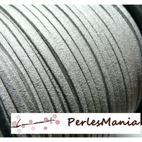 Cordon en suédine aspect daim ARGENT effet pailleté  DIY
