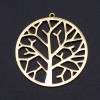 Pendentif Arbre stylisé dans médaillon  35mm en Acier Inoxydable  201 placage Ionique finition Doré
