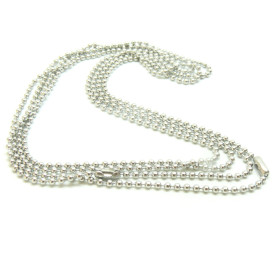 Sautoir, Collier chaîne 60cm maille bille 2mm  en Acier Inoxydable 304 finition Argenté