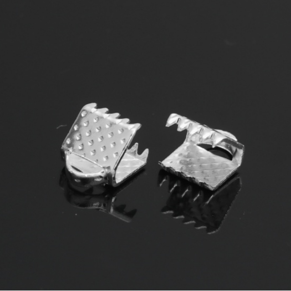 Embouts à serrer, serre fils, Griffes, Pince ATTACHE RUBAN 6 mm- en Métal - finition Argent Vif
