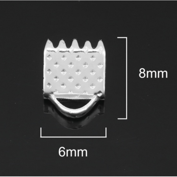 Embouts à serrer, serre fils, Griffes, Pince ATTACHE RUBAN 6 mm- en Métal - finition Argent Vif