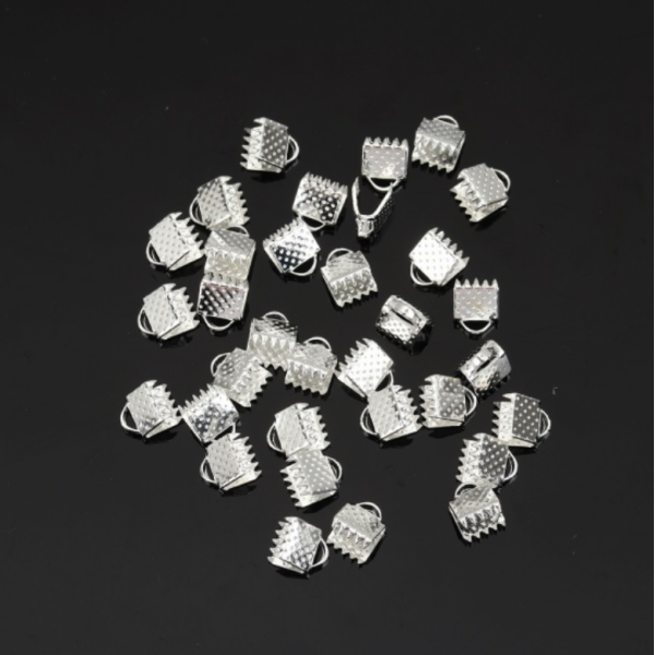 Embouts à serrer, serre fils, Griffes, Pince ATTACHE RUBAN 6 mm- en Métal - finition Argent Vif