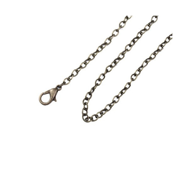 Colliers Sautoirs 76.2cm Chaine Maille Forcat 4 par 3mm métal couleur Bronze