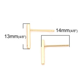 Supports Boucle d'oreille Puce Tige Rectangle Cuivre couleur Doré avec embouts poussoirs