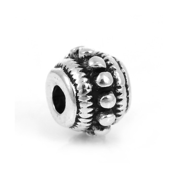 Perles intercalaires Rondelles Picots 8 par 6 mm métal finition Argent Antique