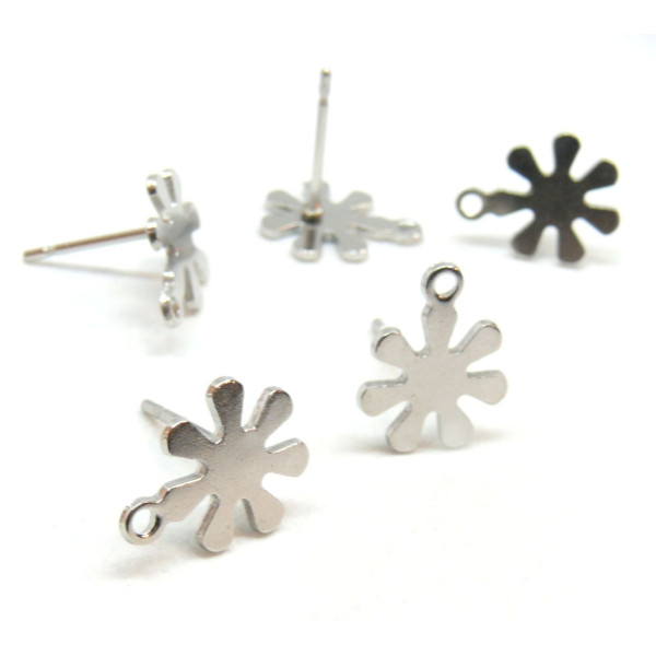 Boucles d'oreille Fleur avec attache en Acier Inoxydable 304