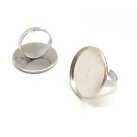 Supports de Bagues pour Cabochon Rond 25mm en Acier Inoxydable 304