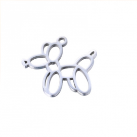 Pendentif -  Chien Ballon 18 mm - Argenté en Acier Inoxydable- pour bijoux raffinés