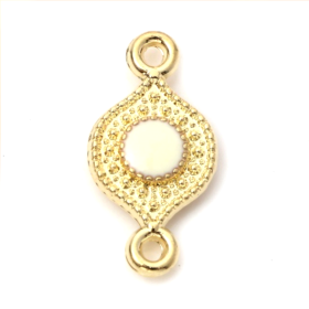 Connecteurs 16 par 8mm résine émaillées couleur Crème Métal Doré