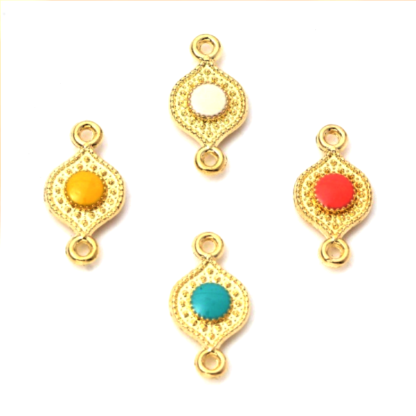 Connecteurs 16 par 8mm résine émaillées couleur Crème Métal Doré