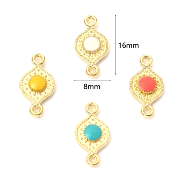 Connecteurs 16 par 8mm résine émaillées couleur Crème Métal Doré