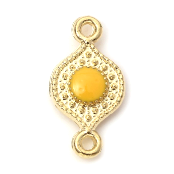 Connecteurs 16 par 8mm résine émaillées couleur Jaune Métal Doré