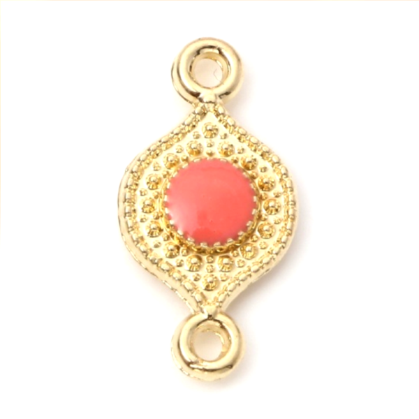 Connecteurs 16 par 8mm résine émaillées couleur Rose Métal Doré